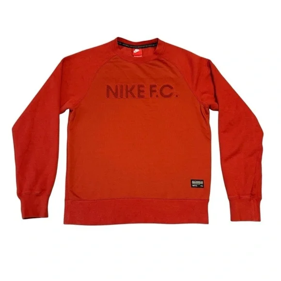 Nike F.C. AW77 1994 Long-Sleeve Crew Mens Sweatshirt. Burnt Orange Size S #1440 - Picture 3 of 10